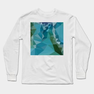 Bright Turquoise Blue Abstract Low Polygon Background Long Sleeve T-Shirt